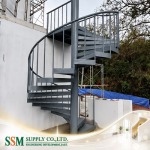 บันไดเหล็กภายนอก (Outdoor Steel Stair) - รับทำบันไดวนเหล็กโมเดิร์นตามแบบ - เอส.เอส.เอ็ม. ซัพพลาย