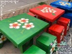 โต๊ะหินอ่อนกลมลายส้ม - ร้านสวนโต๊ะหินอ่อน นนทบุรี