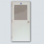 ประตูเหล็กเจาะช่องกระจกครึ่งบาน  (Steel door with half glass) - 