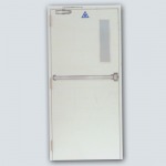 ประตูเหล็กกันไฟเจาะช่องกระจก  Fire proof door with small glass - 