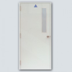 ประตูเหล็กเจาะช่องกระจกเล็ก  (Steel door with small glass)